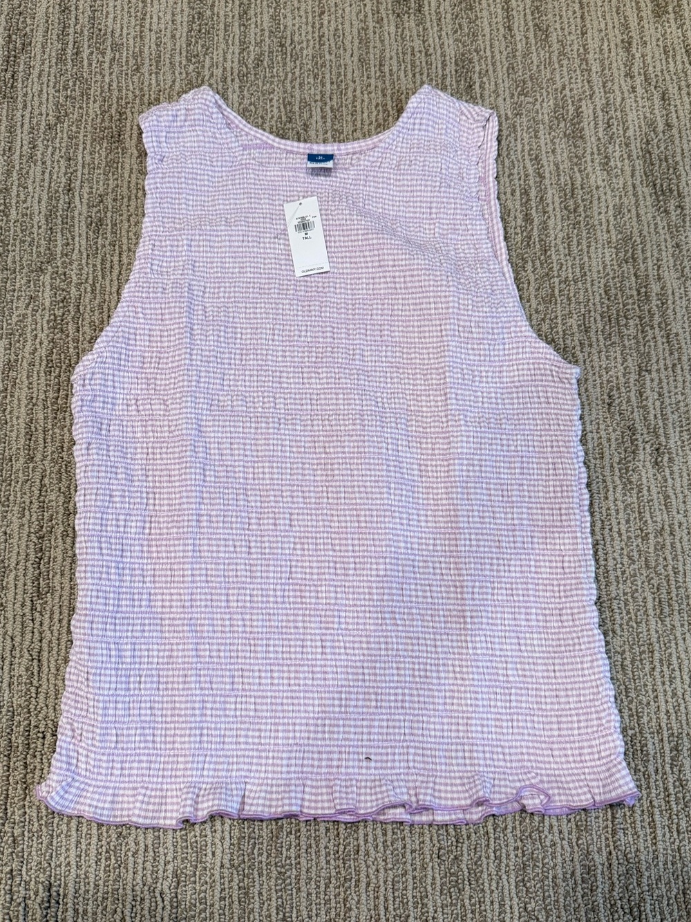 Old Navy Pink Textured Tank Top with Ruffle Hem